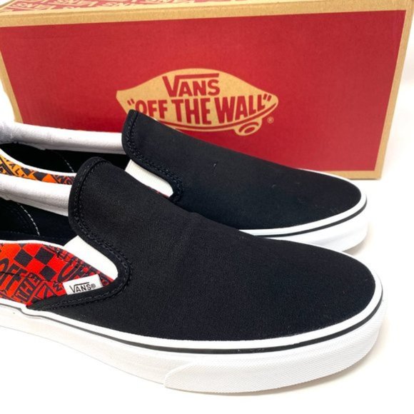 💖MEGA SALE💖VANS Classic Slip On Flame Black Canvas Shoes Women's VN0A4U382N5 - Picture 10 of 11